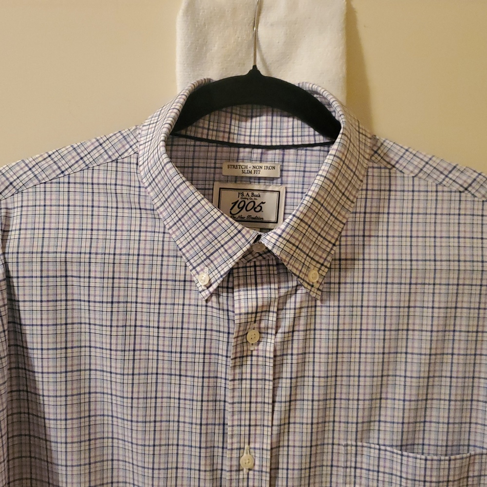 Jos. A. Bank 1905 Slim Fit Plaid Dress Shirt - Lavender & Blue